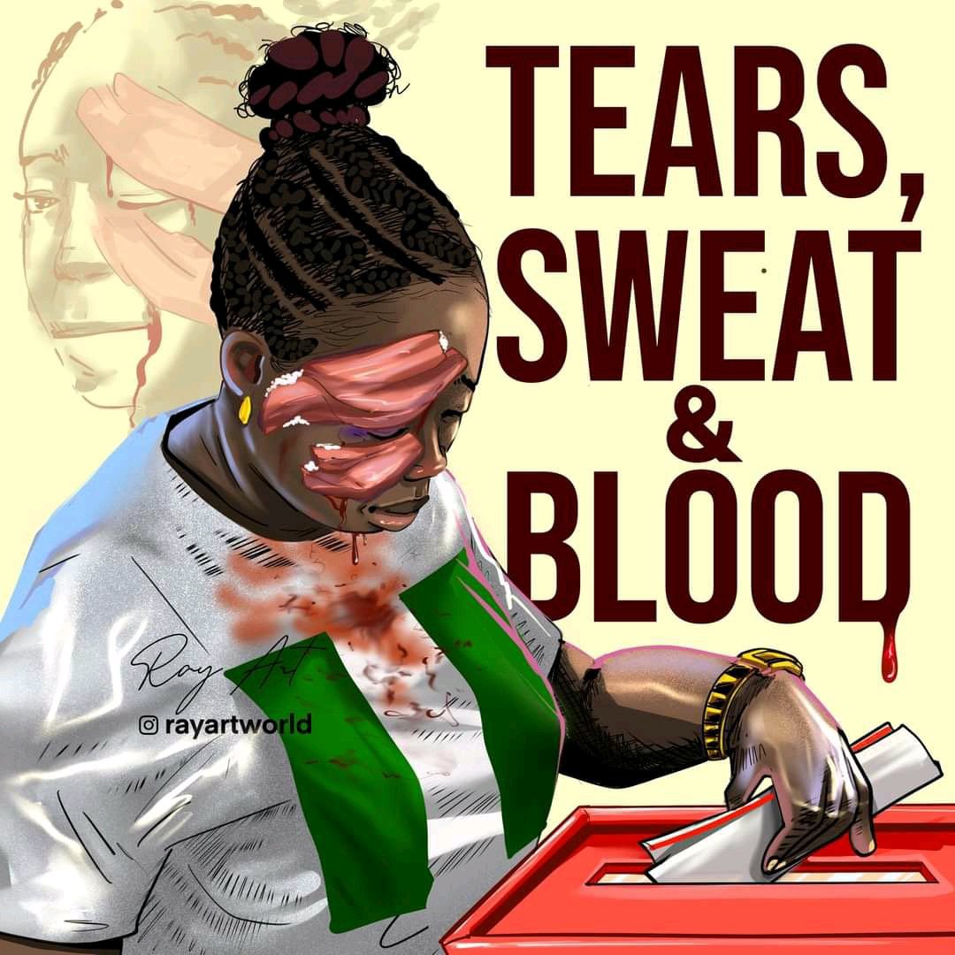 GRVlagos's tweet photo. I just spoke to Jennifer who was stabbed on the face &amp; still went back to vote at the same unit where she was stabbed in Surulere.

This has been the level of resiliency shown by Nigerians.

Lagosians, we need to take back our state, this can’t continue.

Èkó E dìde!!

~ GRV. https://t.co/AcwaB7j02f