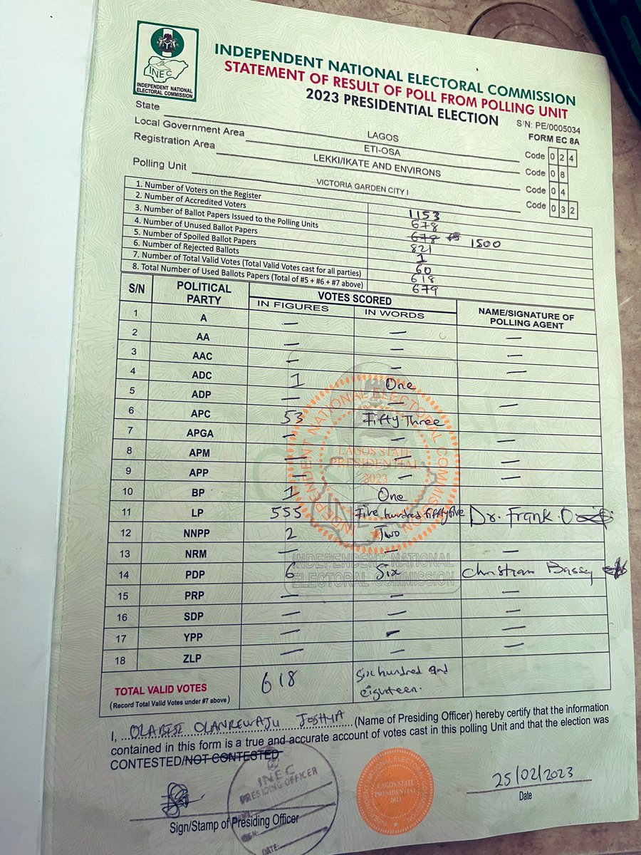 redd417's tweet image. Here you go @NgLabour results from PU 032, VGC.