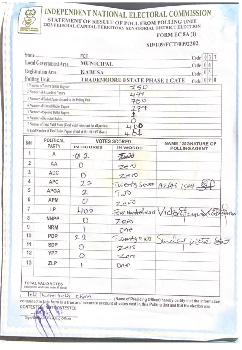 EmengoEsq's tweet photo. I scanned copies of the result for my PU, FCT-090 with Notes &amp; I also recorded the counting of the results. I am a Volunteer witnesses with evidence for LP in contested areas if we have to challenge INEC result at election petition tribunal, you? @PeterObi @NgLabour @AishaYesufu https://t.co/lIiNNqlymT
