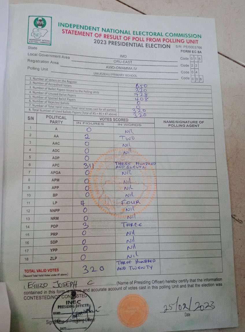 redcap_blondie's tweet photo. APC and INEC want to rig this election 🗳️ they have manipulated the results.

There was no election in Oru East polling units Imo state, they have posted fake result on INEC portal

INEC Chairman #ElectionResults Hope Uzodinma #ObiWon Saraki Collation Obaseki Kano Plateau lyabo https://t.co/feGcbDoCv7