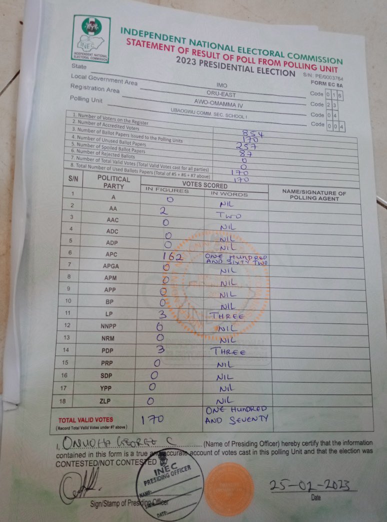 redcap_blondie's tweet photo. APC and INEC want to rig this election 🗳️ they have manipulated the results.

There was no election in Oru East polling units Imo state, they have posted fake result on INEC portal

INEC Chairman #ElectionResults Hope Uzodinma #ObiWon Saraki Collation Obaseki Kano Plateau lyabo https://t.co/feGcbDoCv7