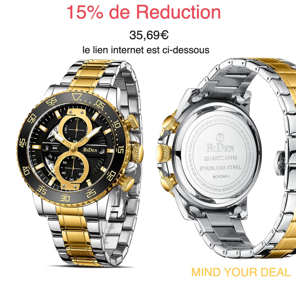 MindYourDeal's tweet photo. 35,69€ (15% de reduction) sur HANPOSH Montre Homme Montres Bracelets Etanche Design Analogique Chronographe 
Amazon ventes (affiliate)- https://t.co/E2tGANM4hY

#amazonventes #ventes #flashventes #france #paris #hommemontre #montre #bracelets #wristwatch #fashion #frenchstyle https://t.co/DXP07q74vc