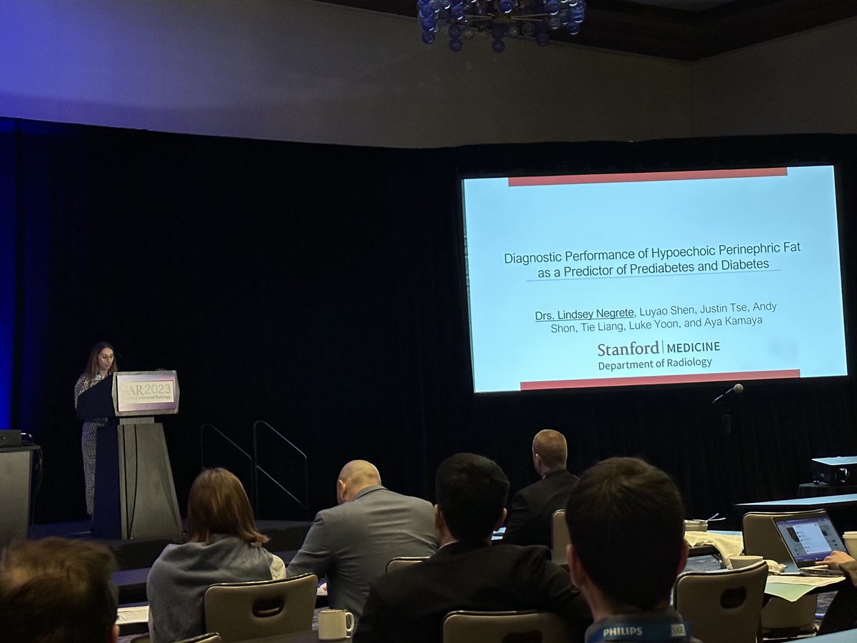 Congratulations ⁦@LindseymarieMd⁩ research on hypoechoic perirenal fat—a sublayer of fat immed adjacent to kidney only seen in diabetics and prediabetics d/t metabolic changes in adjacent fat.Only visible on US ⁦<a href="/SocietyAbdRad/">Society of Abdominal Radiology | SAR</a>⁩ ⁦⁦<a href="/StanfordBodyRad/">Stanford Body Imaging</a>⁩ #sar23