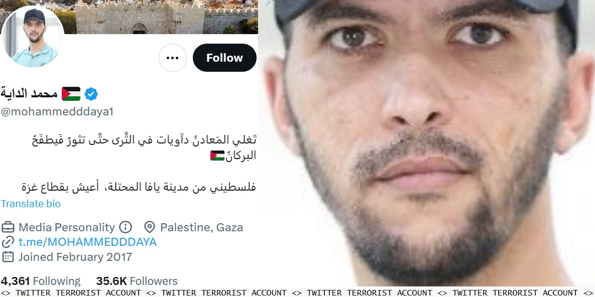 BestWebEnglish's tweet photo. .@elonmusk,Hamas Terrorist @mohammedddaya1 glorifies terorrism,threatens,incites violence/war/murder against Jews,posts images of dead Jews,encourages more.
NOT FREE SPEECH!
https://t.co/2VVKlbjLvQ
@TwitterSupport #EndJewHatred Say No To #Antisemitism/#TerroristContent @ianmiles https://t.co/TEPmmHLn8c