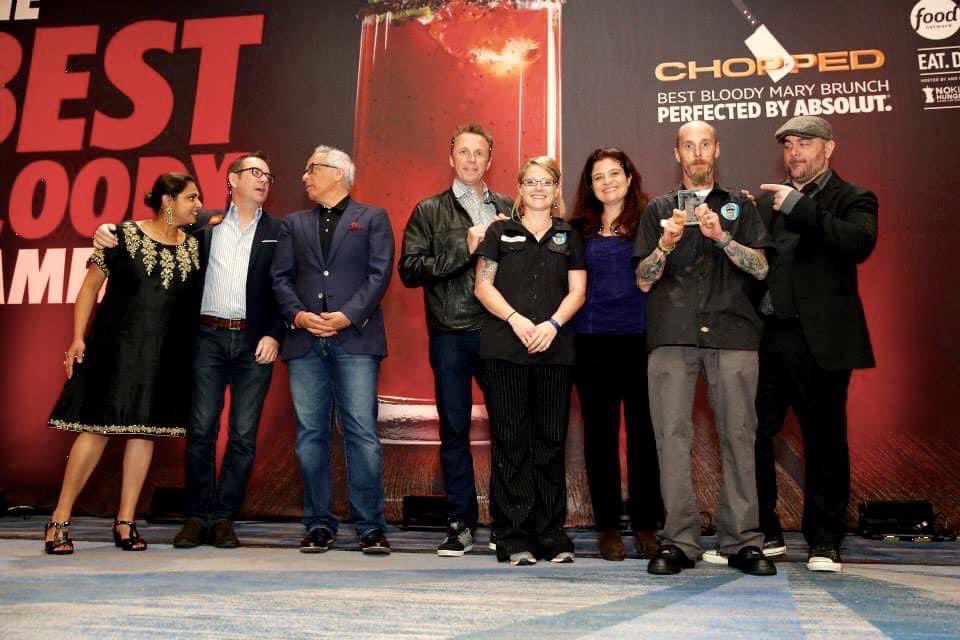 Pictured: Marty with Ted Allen &amp; The Food Network’s cast of Chopped at The New York Wine &amp; Food Festival.  Our Bloody Mary was named one of the best in the USA two years in a row.  Every Sunday Marty is behind the bar making his famous bloody mary and pouring cheer just for you.