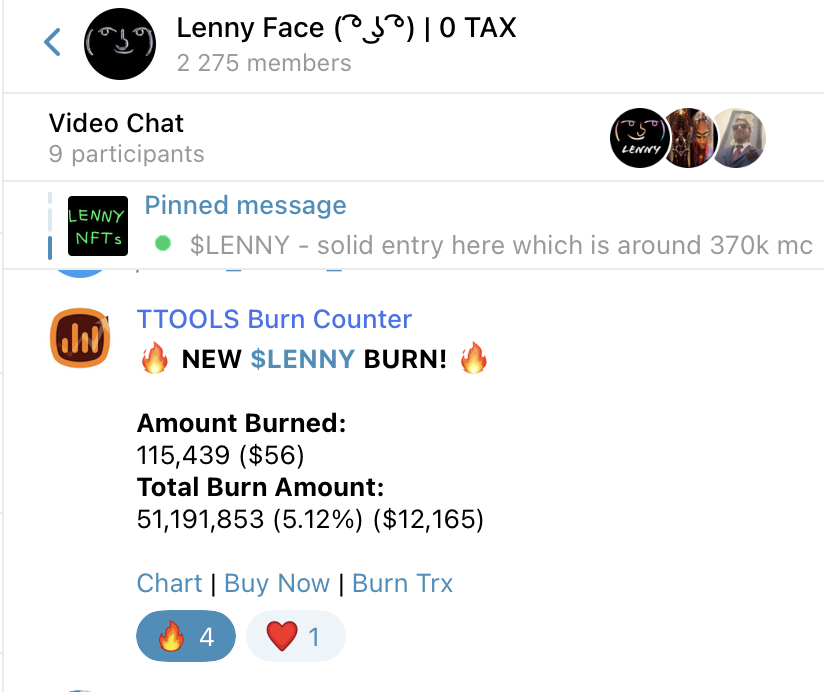 trendingtoolsio's tweet photo. We thank @Lennyface_coin for using our Burn Counter Bot.

$LENNY has auto burn function in the contract and has burned over 5.1% already 🔥

#LennyFace $TTOOLS https://t.co/izmOrYbiea