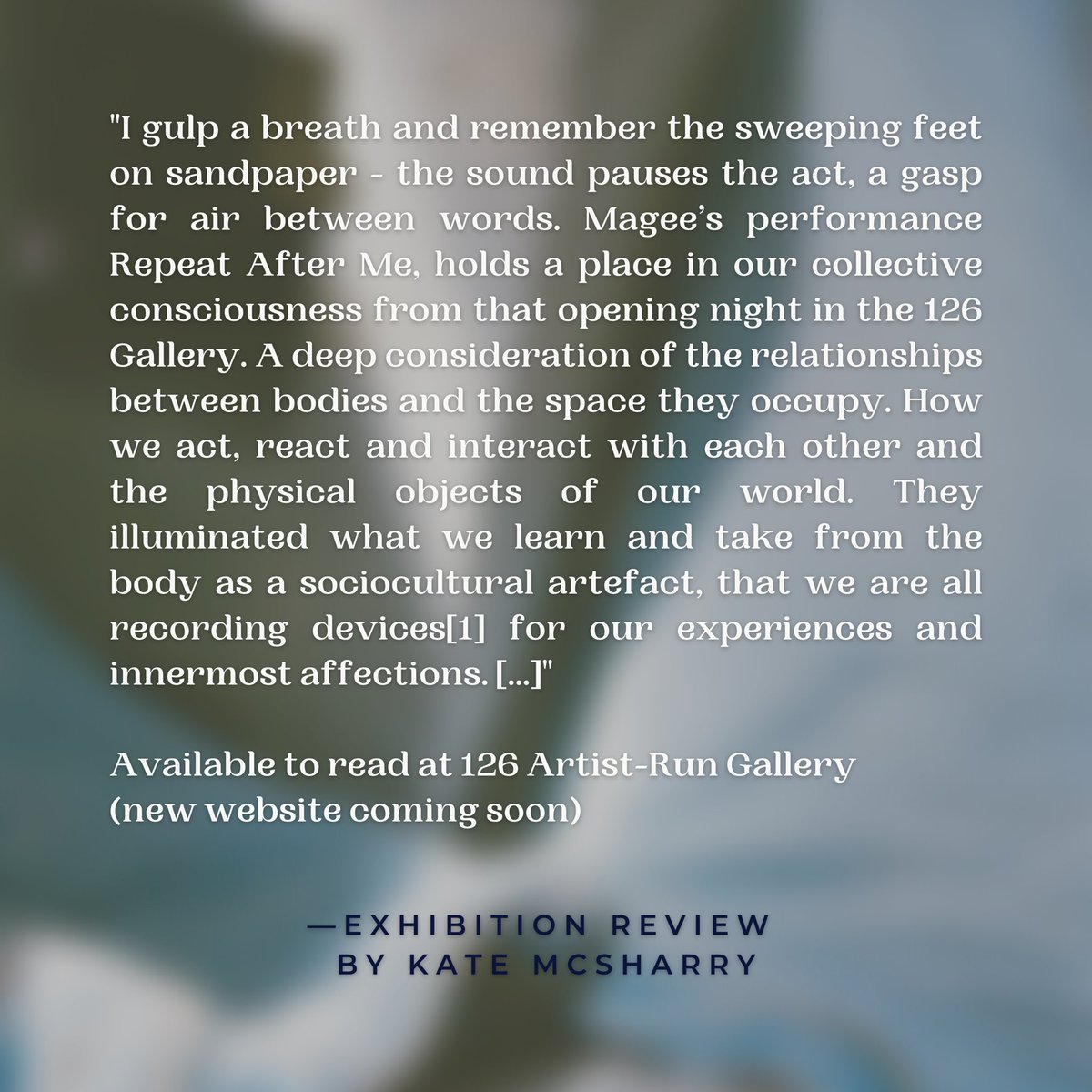 126 Artist-Run Gallery (@126gallery) on Twitter photo 🚨Today is the final day to see ‘Body, Bodies, Embodied’ duo show at 126 Gallery
We invited <a href="/KateMcsharry/">kate_mcsharry</a> to review the exhibition and the full review is available to read in the gallery.
We’re open until 6pm so pop in while you can! 🚨Today is the final day to see ‘Body, Bodies, Embodied’ duo show at 126 Gallery
We invited <a href="/KateMcsharry/">kate_mcsharry</a> to review the exhibition and the full review is available to read in the gallery.
We’re open until 6pm so pop in while you can!