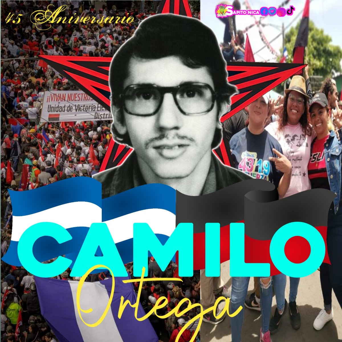 Un 26 de Febrero de 1978 se alza en grande el Nombre del Comandante Camilo Ortega Saavedra 🔴⚫ Ofrendando su vida por esta Revolución Sandinista dandonos razones de seguir luchando con amor y pasión por el Pueblo Presidente 💪🏻❤️🖤🇳🇮

#Monimbo45PatriaYPaz