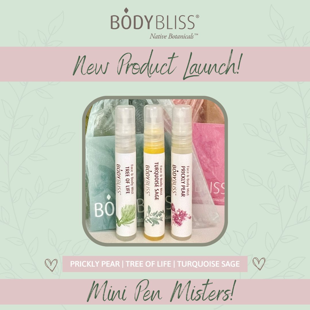 New Product Launch: Your Favorite Face &amp; Body Mists, now in a mini size, perfect for natural hydration on-the-go! Try one, or pick up the trio and have all three! #New #productlaunch #essentialoils #aromatherapy #intentionalaromatherapy #wellness #naturalskincare #arizona