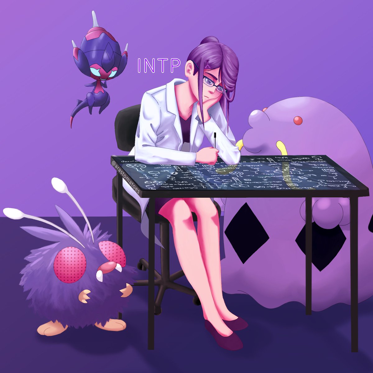 arastomatoes's tweet photo. #MBTI Pokémon Trainer 1/16

I will asign one type of Pokémon to each personality avatar. I like to imagine INTP as a Pokémon scientist with great speciality in poison research.

#mbtifanart #INTP #pokemon #16Personalities https://t.co/LobWjo3D96
