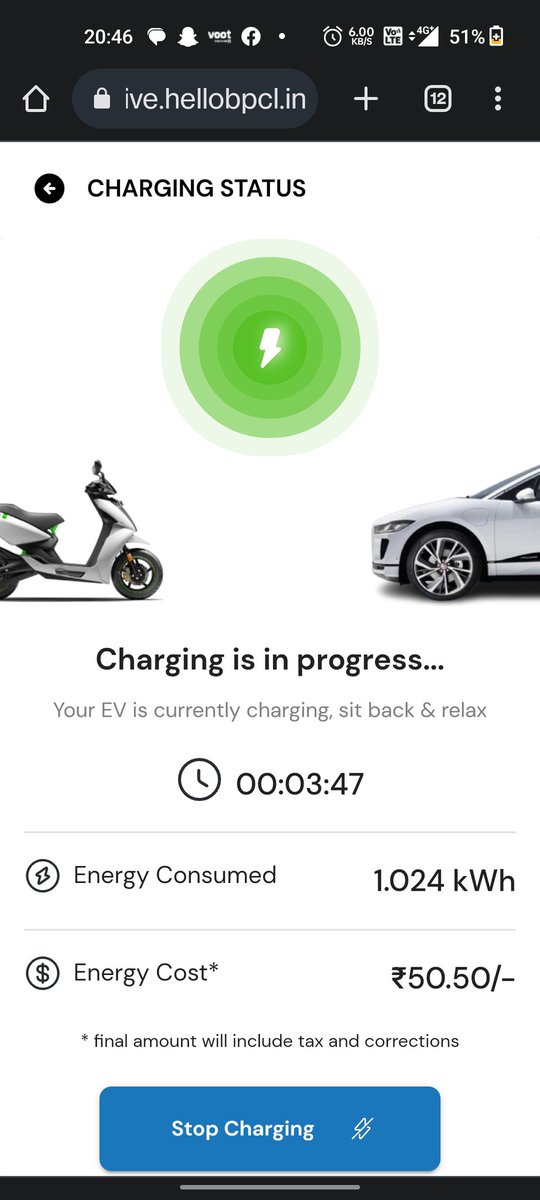 s2kanase's tweet photo. Just tried EV charging at Bharat petroleum fuel pump and found they are charging ₹50/kWh, which is double than any other OEM. Does @BPCLimited only want to meet govt. norms of setting chargers at the fuel pump???
@nitin_gadkari @PlugInIndia @MinOfPower https://t.co/i1AX6csSet