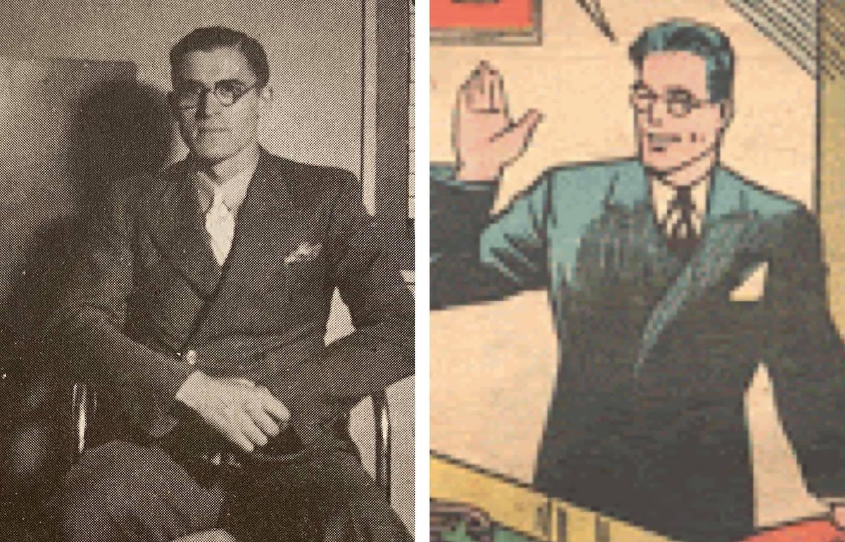 Julius Schwartz said Jerry Siegel corresponded with Chicago newspaper #reporter/#scifi fan, Walter Dennis in 1930 & had Joe Shuster use his likeness to create #ClarkKent, #alterego of #Superman in #ActionComics, 1938. Clark came from #ClarkGable. Kent, from actor #KentTaylor.