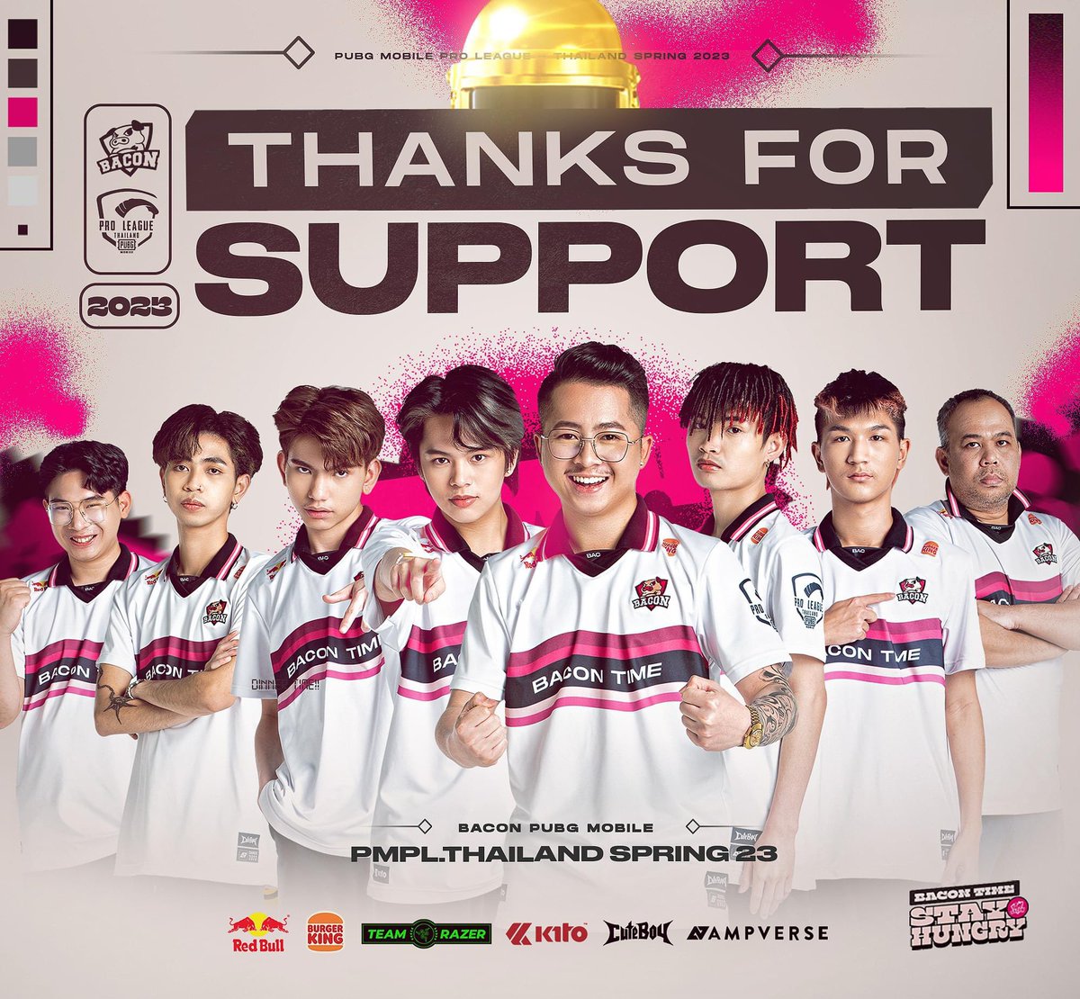 bacontimes's tweet photo. สิ้นสุดการแข่งขัน "𝗣𝗠𝗣𝗟 𝗧𝗛𝗔𝗜𝗟𝗔𝗡𝗗 𝗦𝗣𝗥𝗜𝗡𝗚 𝟮𝟬𝟮𝟯" 🏆 #ทีมBaconTime PUBG Mobile คว้าอันดับที่ 3 ของประเทศมาได้ 🔥
.
ขอบคุณทุกคนที่เชื่อมันและเชียร์ จนพาเรามาจนถึงจุดนี้ จนกว่าจะพบกันใหม่ พวกเราจะไม่หยุดพัฒนา ไว้มาลุยด้วยกันต่อรายการหน้านะครับ ❤️ #PMPLTHSPRING23 https://t.co/I0h963g0H6