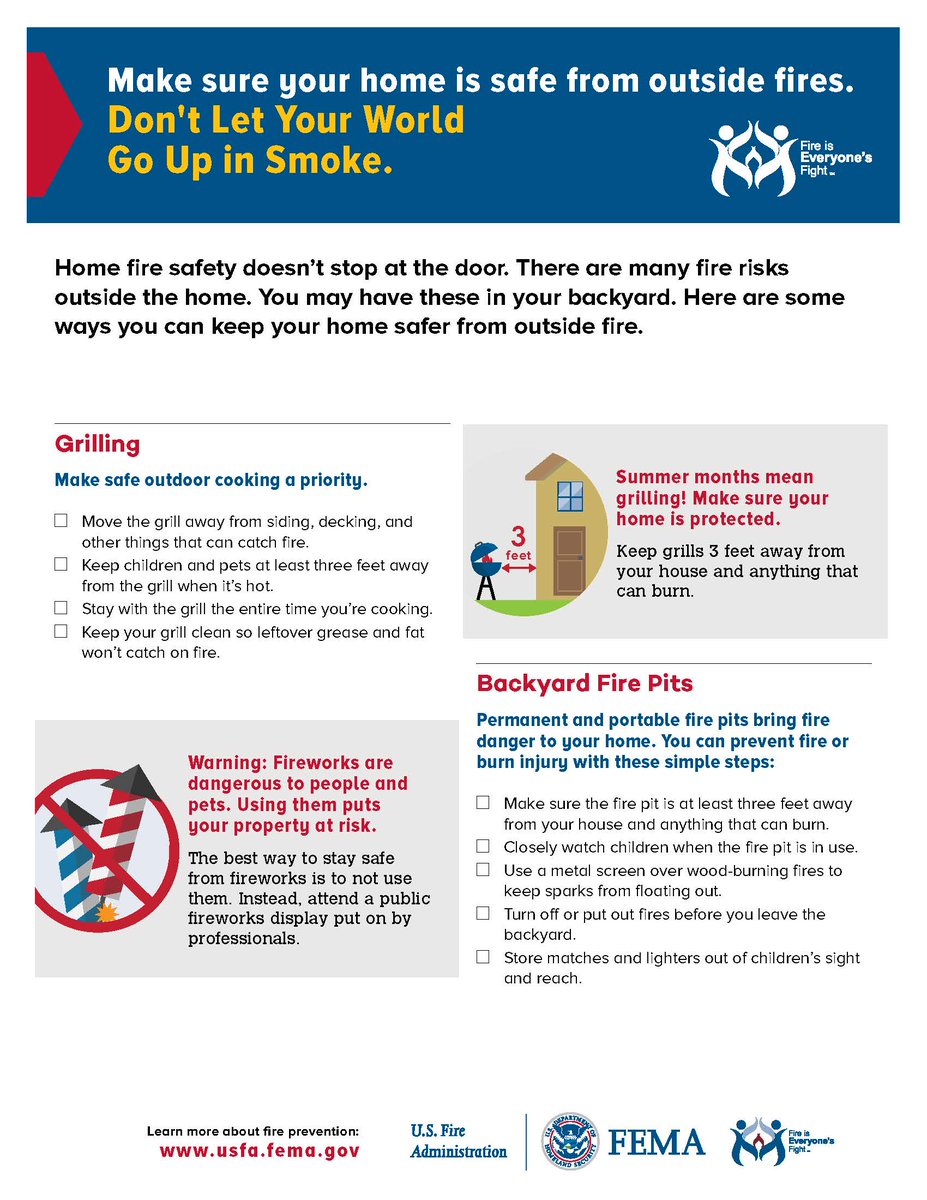 NAofSFM's tweet photo. This week’s fire safety theme is “Outdoor Burning Safety.” Fire can be an effective tool when used properly. Even so, the best intentions can produce disastrous results when safety precautions are not taken. #OutdoorFireSafety #FirePrevention #FireSafetyTips #BeSafe https://t.co/KOEDWQUi44