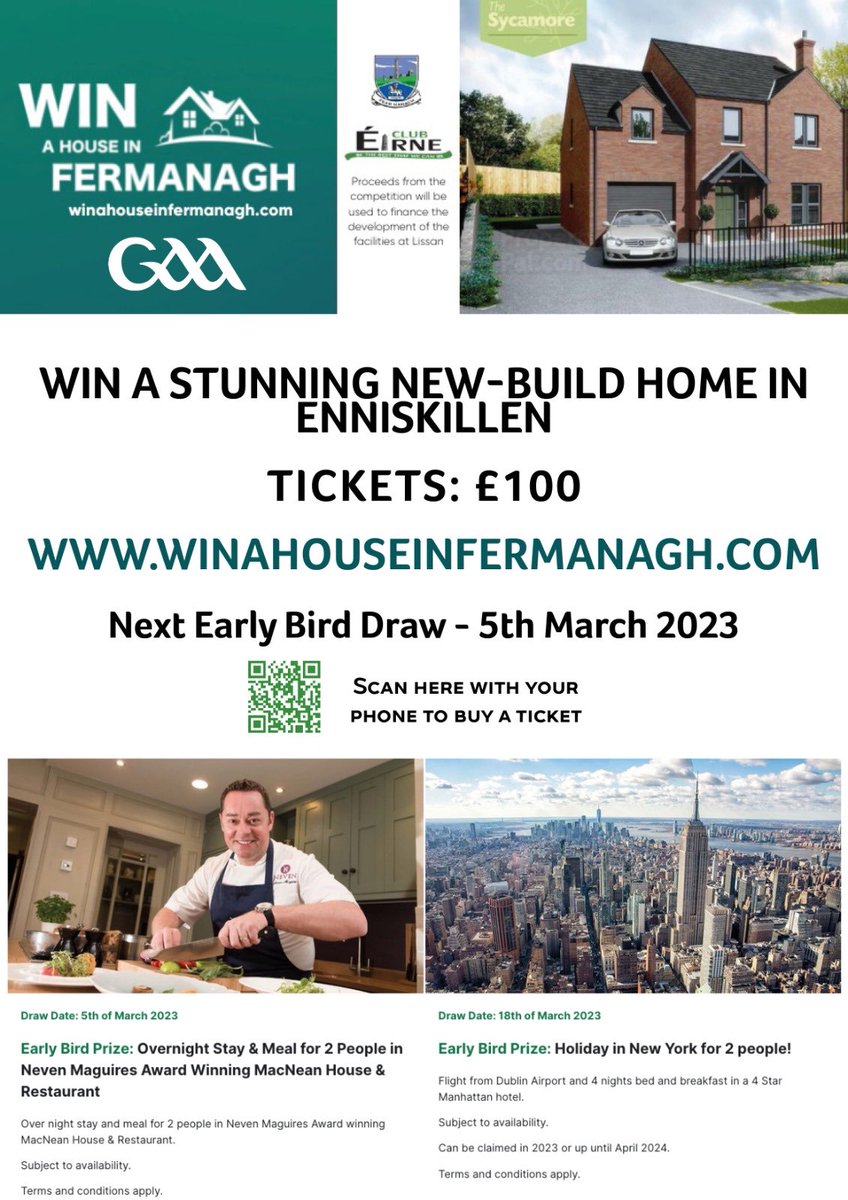 After another stunning late victory for the ⁦<a href="/FermanaghGAA/">Fermanagh GAA</a>⁩ footballers &amp; a hugely credible draw for the hurlers ⁦now would an appropriate time to show your support for the proposed developments at Lissan by purchasing an entry in the ⁦⁦<a href="/WinAHouseInFerm/">WIN A HOUSE IN FERMANAGH</a>⁩ competition