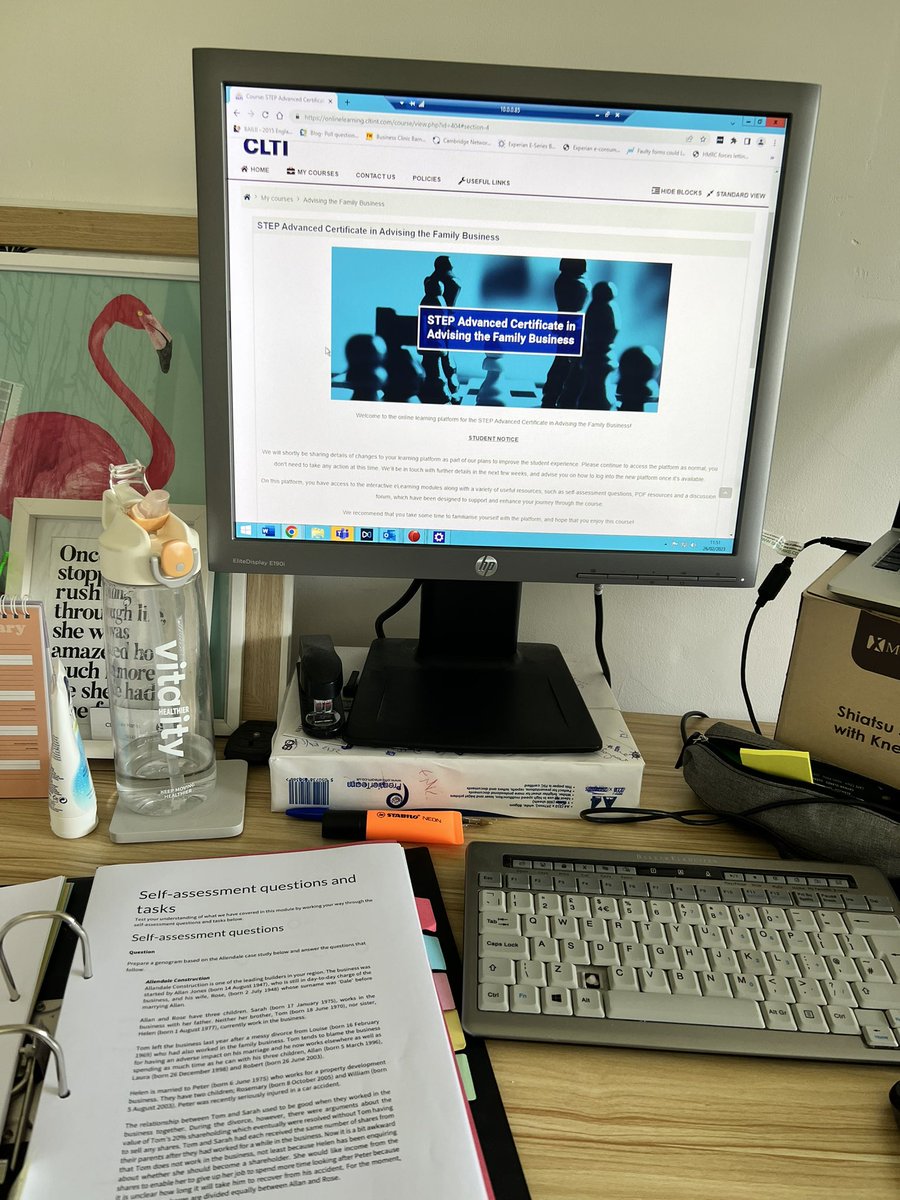 A different Sunday for me….studying for the @STEPSociety Advanced Certificate in Advising the Family Business.

It definitely does get harder to find the time to study! #thejuggleisreal

#advisingfamilybusinesses #neverstoplearning #expertise #specialism #privateclient