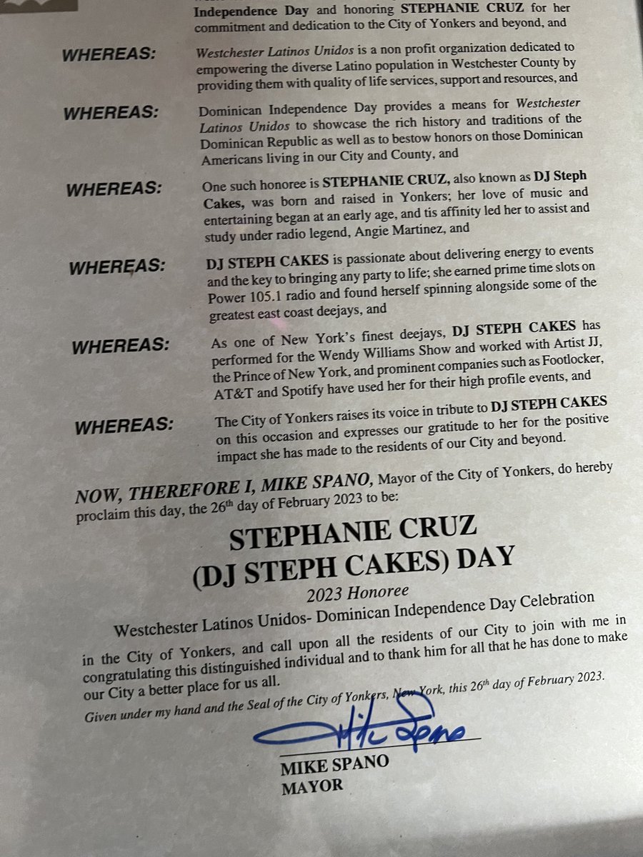 StephhCakess's tweet photo. I got my own day in Yonkers 🥹🥹🥹 https://t.co/N5kIBSs6JJ