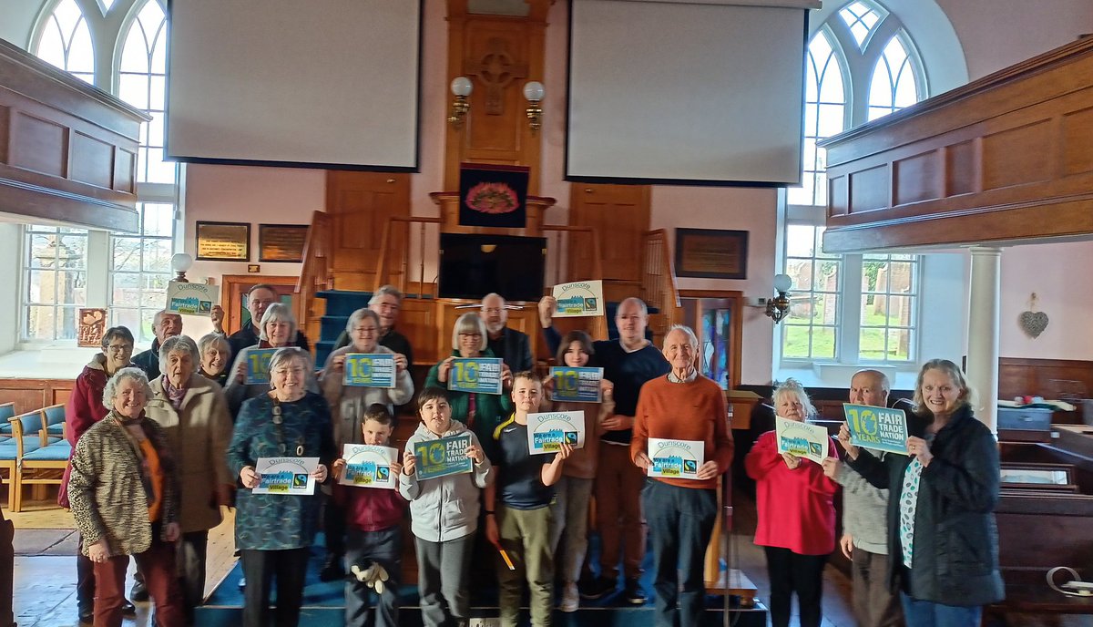 Members of the congregation of Dunscore Church celebrating 10 years of Scotland being a Fairtrade Nation and Dunscore being a Fairtrade Village since 2009. #10years #fairtradefuture #dunscorechurch