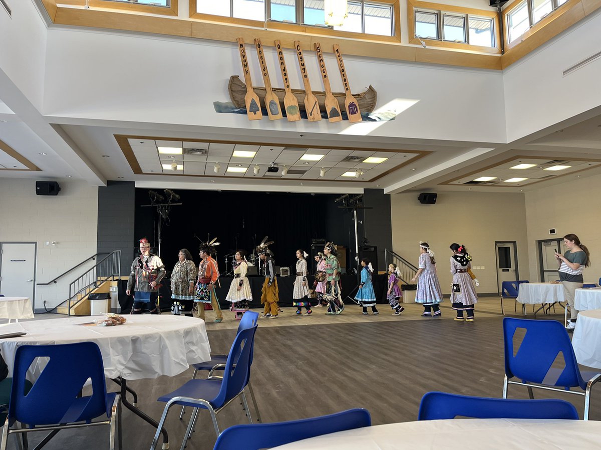 LBramer's tweet photo. Miigwech to the Skye Dancers for their performances and sharing of histories through dance at Ędwadǫtga:dǫh (We Will Have Fun) at the Six Nations Community Hall in Ohsweken.  #StandingQuiverDance #FishDance #WarDance #SmokeDance #FriendshipDance and more! https://t.co/l2O5Tu41Ma