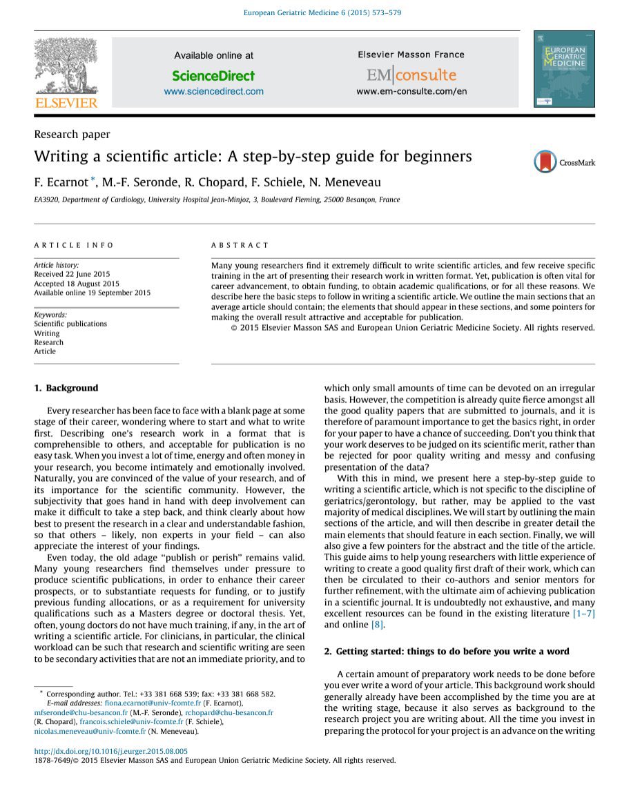 Innov_Medicine's tweet photo. Writing a scientific article: A step-by-step guide for beginners https://t.co/ZVerHdYOD5 #research h/t  @surgmedia https://t.co/cfs6o4t33d