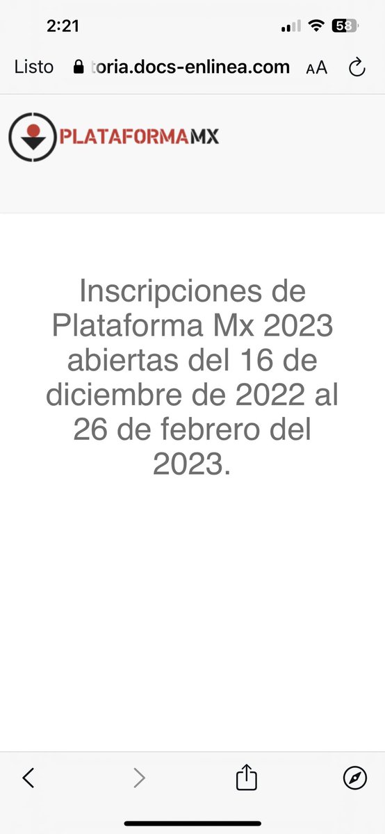linda_ask's tweet photo. Hola @DocsMX quisiera registrarme en la convocatoria de Plataforma MX pero su página no está funcionando me podrían apoyar por favor. Gracias https://t.co/JF8SRBrff9