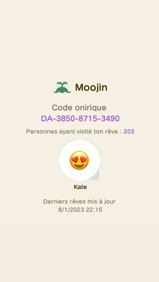 203 🥺 
Vous êtes 203 à avoir visité Moojin 🥺
203 MERCI 🫶🏻

#NintendoSwitch #AnimalCrossingNewHorizons #AnimalCrossing #ACNH