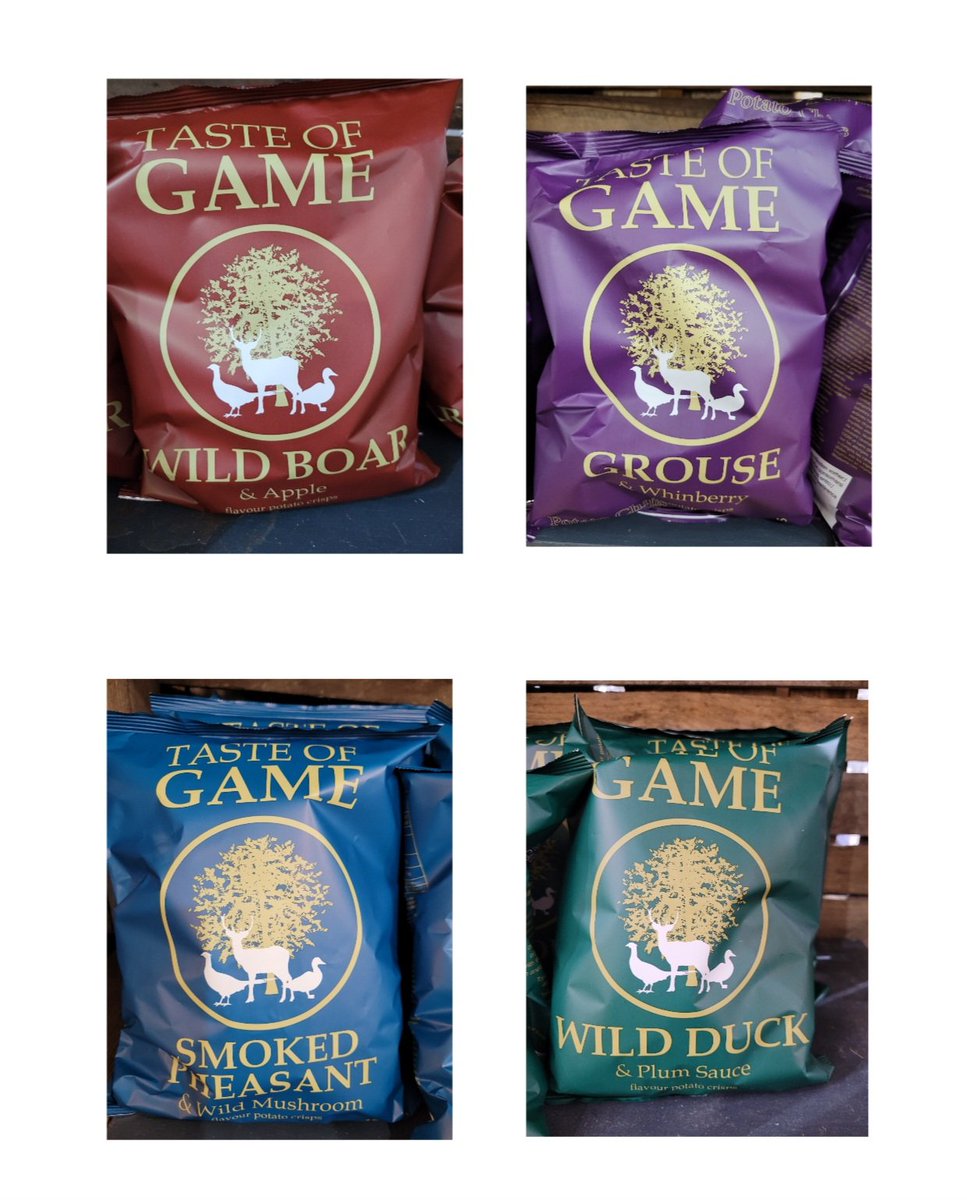 chaterfranks's tweet image. I see your ready salted crisps and raise you....
- wild boar and apple, 
- grouse and whinberry, 
- smoked pheasant and wild - mushrooms or 
- wild duck and plum sauce 
flavoured crisps.
#poshcrisps