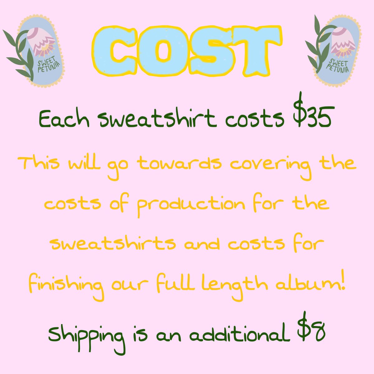 hey Twitter idk if we mentioned it here but we have a sweatshirt presale going, we’re closing it tomorrow help us fund our first full LP &lt;3 link in our bio