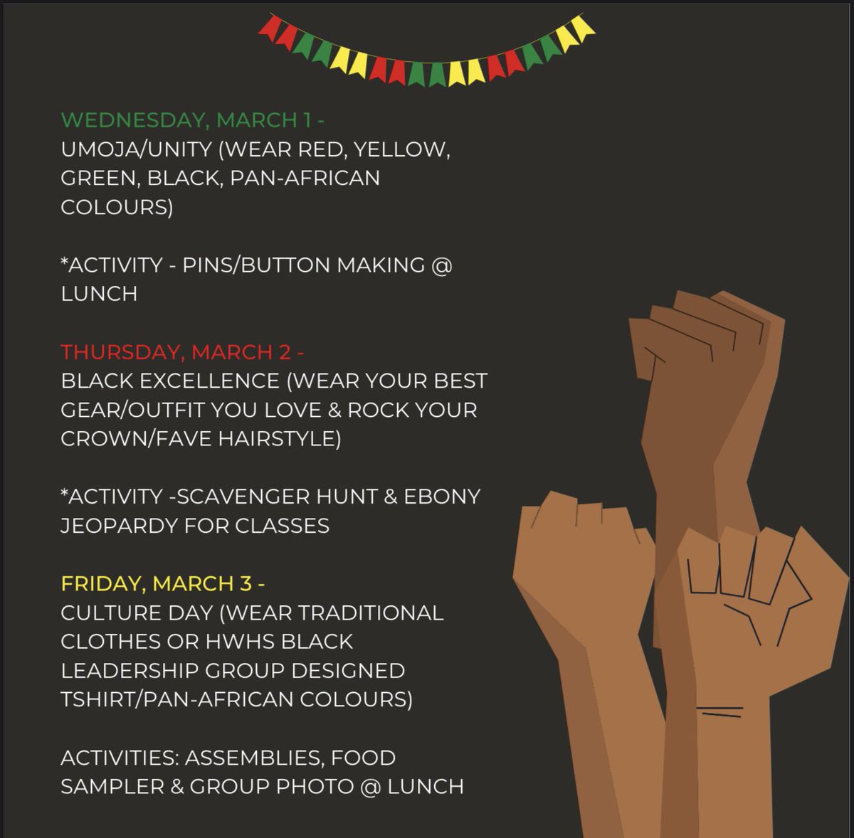 HWHS Student Government (@weststudentgov) on Twitter photo African Heritage Spirit Week starts tomorrow! Check out the schedule to see how you can participate. <a href="/HalifaxWestHS/">Halifax West High School</a> <a href="/HRCE_NS/">Halifax Regional Centre for Education</a> African Heritage Spirit Week starts tomorrow! Check out the schedule to see how you can participate. <a href="/HalifaxWestHS/">Halifax West High School</a> <a href="/HRCE_NS/">Halifax Regional Centre for Education</a>