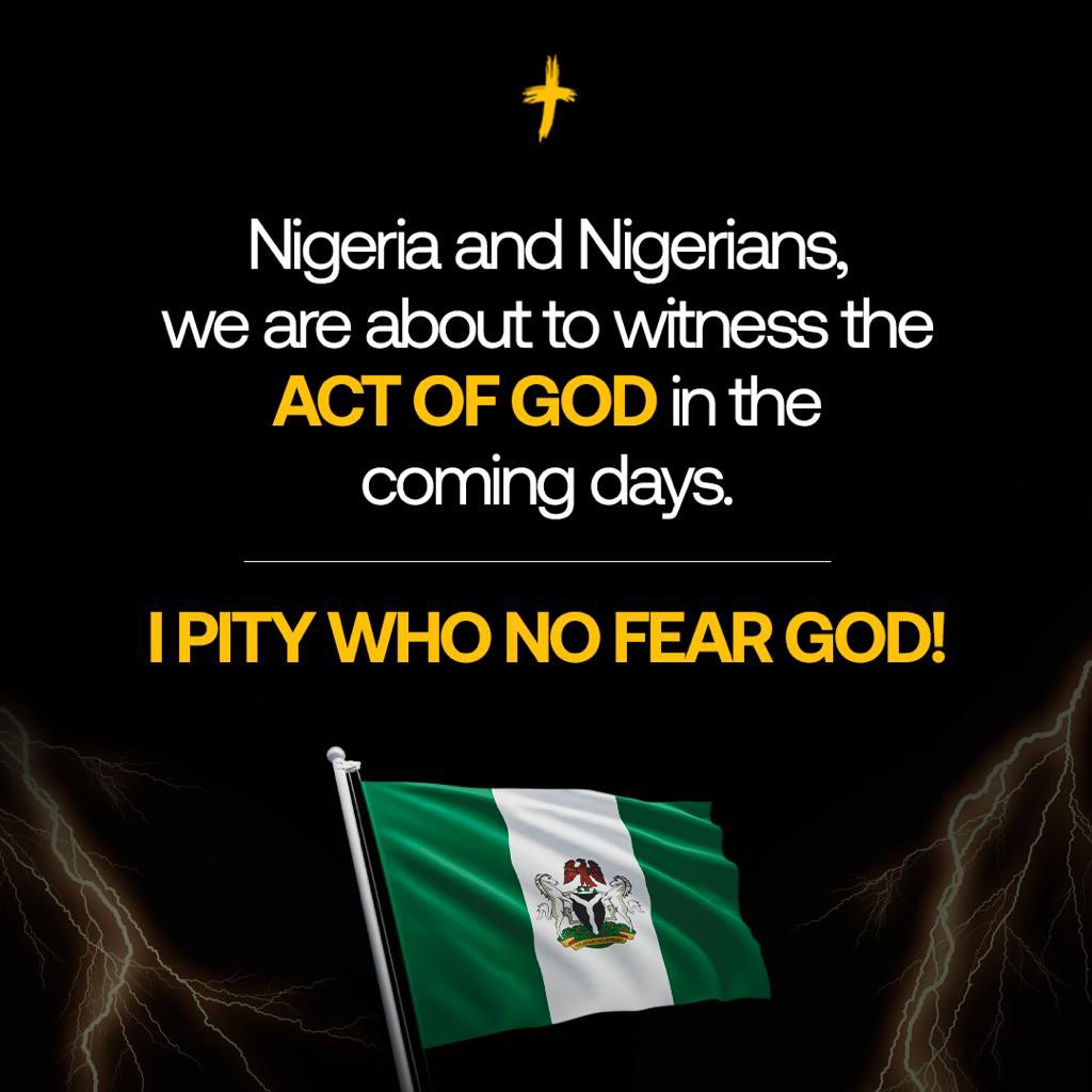 Nigerian don’t fret and don’t be discouraged. 
Between now and June we are about to witness the ACTS OF GOD, THE MIRACLE OF GOD, THE HAND OF GOD!

The Lord has given us His peace!!

I say to you: 
PHARAOHS DON’T KNOW HOW TO LET GO!