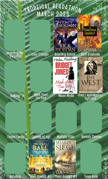CalligraphyKate's tweet photo. My March TBR for the Tropeical Readathon. I typically read 4 books a month so 6 is ambitious. Most looking forward to The Empire by @MrMichaelBall Audio this time. Hardback was fab. It fits the "I want to perform" prompt so well as its set in a theatre. @Tropeicalreads #TeamCLHF https://t.co/MlKI2969hR