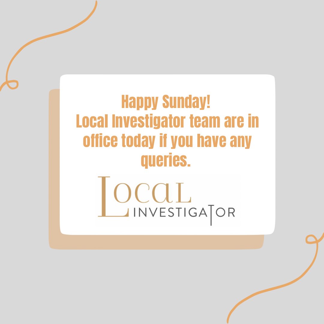 LocalDetectives's tweet photo. We hope you’ve had a lovely weekend. 
Give us a shout if you have any questions or queries, our reliable highly trained team are on hand to help✅ 

#localinvestigator #sunday #sundayvibes #sundayinspiration #weekend #weekendvibes #privateinvestigatorservice https://t.co/l9oc4qHQ4M