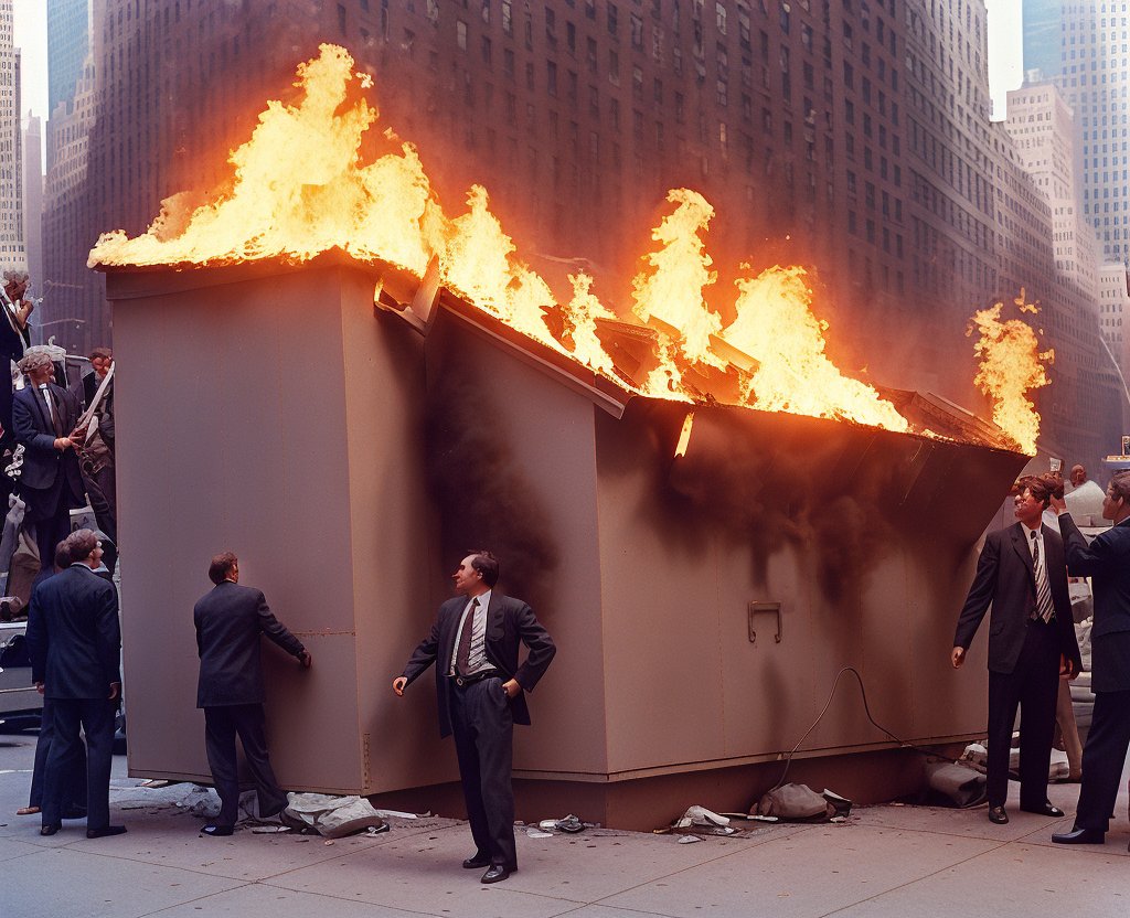 RightOnRicky_'s tweet photo. breaking: live shots from the @BoredApeYC floor!!
life in east america - bear street and dumpster fire #AIart #LIEA vs #LIWA https://t.co/O7z9SUjUbV