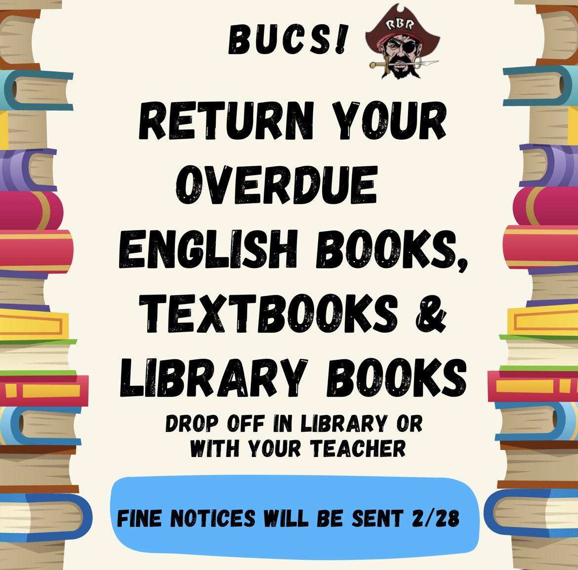 rbr_LibraryMC's tweet image. Keyword is RETURN. All old library books and textbooks, AND any Chromebook Loaners (Repair &amp;amp; daily both need an update).  Return this week to the library return cart to avoid fines &amp;amp; to help other students out who need the books. @rbrhs #cleanyourroom #returnalltextbooks