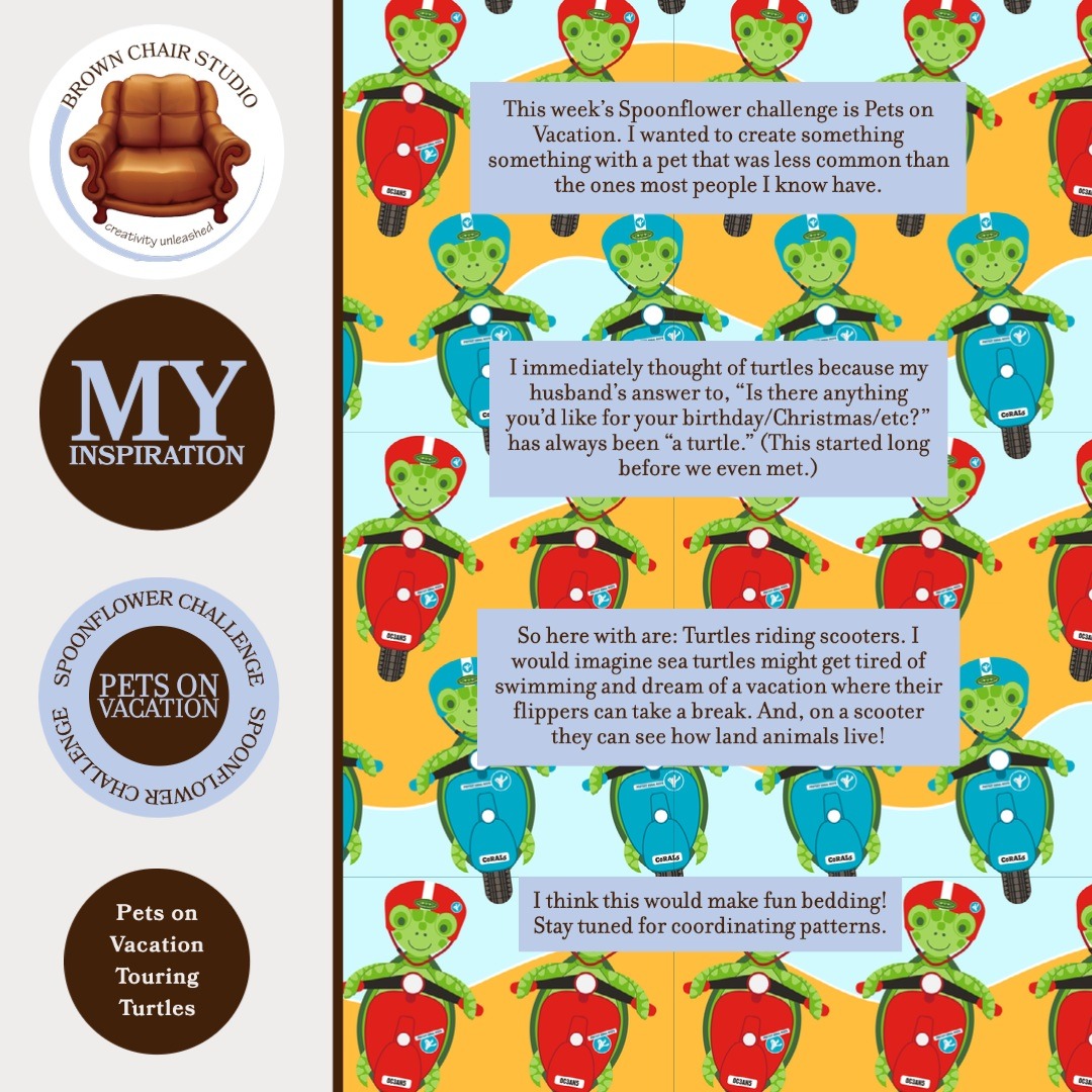 BrwnChairStudio's tweet photo. #SpoonflowerChallenge #PetsonvacationDC #SpoonflowerArtist #Turtles #Fabric #Home Decor #MyInspiration https://t.co/Sx2hfkI02q