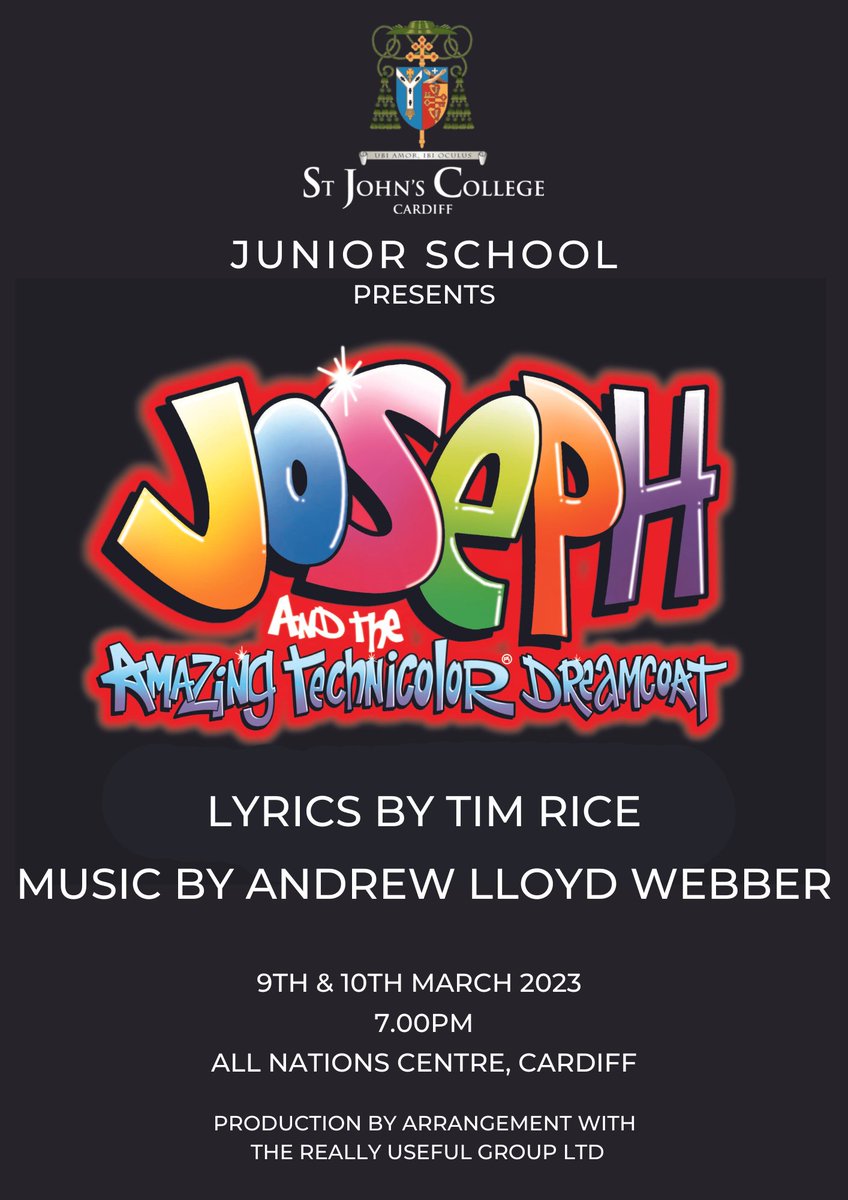 SJCCardiff's tweet photo. Our #SJCJuniors are proud to be performing Joseph and the Amazing Technicolor Dreamcoat at the @AllNationsConf on 9th/10th March. Tickets are available HERE: https://t.co/8KzIzQ5nDt
#SJCMusic #SJCPerformance https://t.co/oP21Tjonql