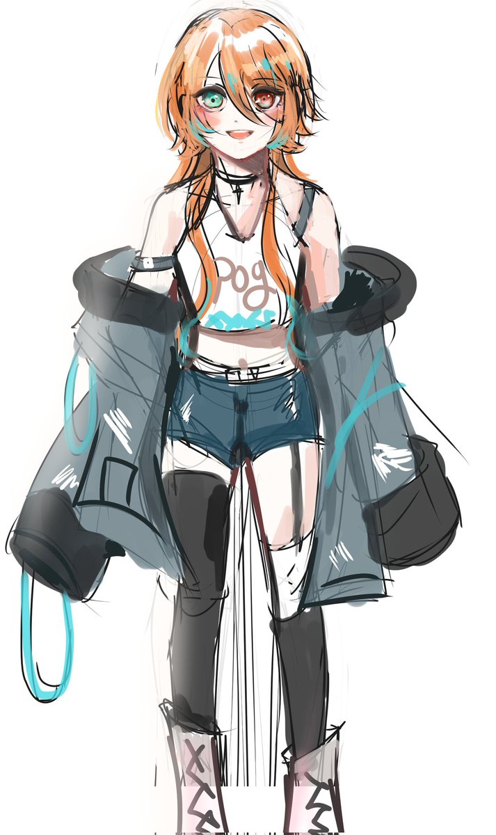 Sirone_Ru's tweet photo. I designed a character for my Twitter friend, but I don't think it's going to be used in the end, so I have it, but I want to make a character sheet myself. Is this design okay? https://t.co/boz1hr3EjO