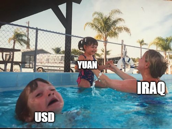 thatdayin1992's tweet photo. Iraq is planning to allow trade with China to be settled directly in Yuan instead of USD—Reuters https://t.co/AmM4Yw4nJJ
