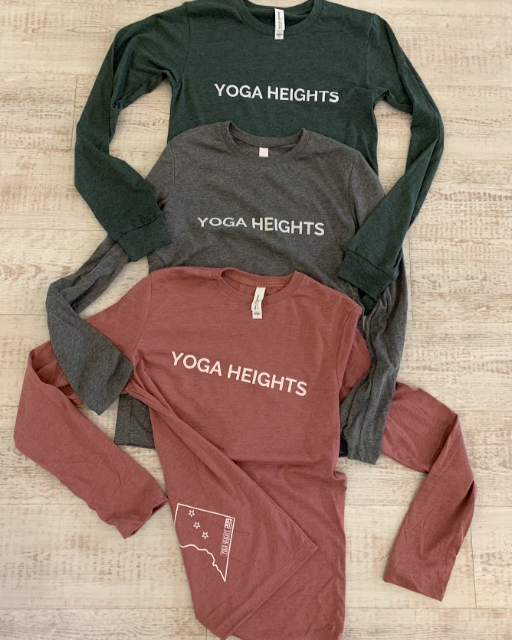 New YH Swag has landed!  Stay cozy while you flow with our new long sleeve options!  Soft and durable, these tees come in both unisex and fitted options, and will be for sale at all three studios starting this week! 

#Swag #YogaHeightsDC #YHDC #VirtualYoga #YogiSoul #YogaStro