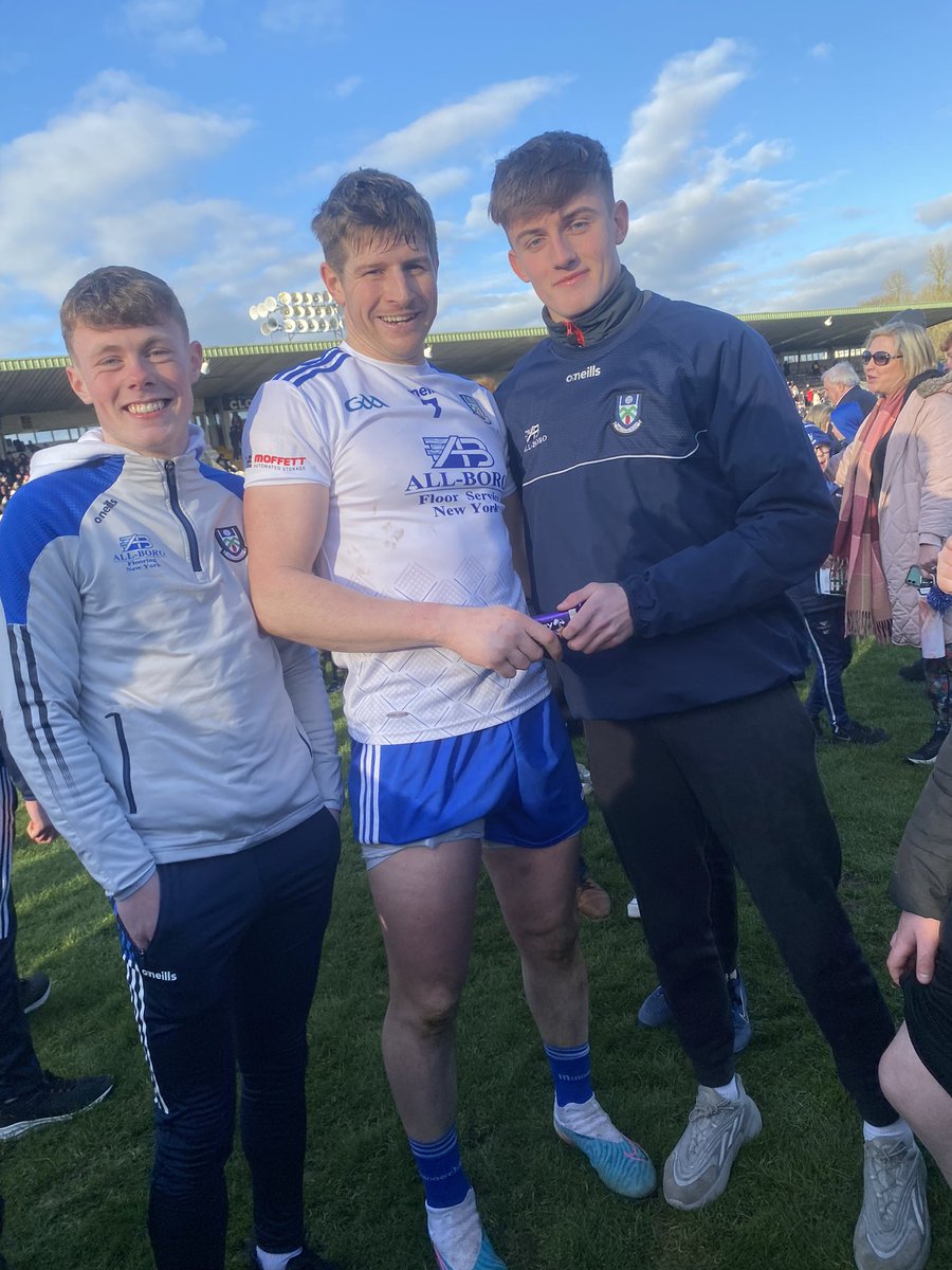 MurphScore's tweet photo. What a win for Monaghan!We always seem to pull through when the going gets tough .My motm is the inspirational Darren Hughes.A great servant of the Monaghan jersey🔵⚪️He’ll have to wait to eat the chocolate bar as he’s off sweets for lent @monaghangaa @ScotstownGAA @UlsterGAA https://t.co/wLjaNyjTHu