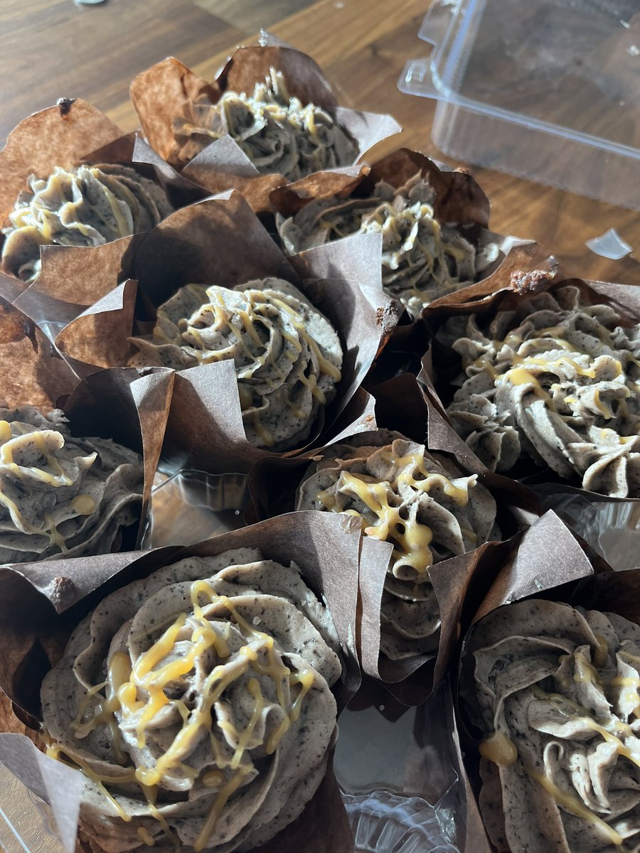 Todays creation is chocolate cupcakes, with caramel filling and Oreo buttercream icing! These will go to @Weyerhaeuser for being a supporter of our childcare program! #Chocolate #communitygiving