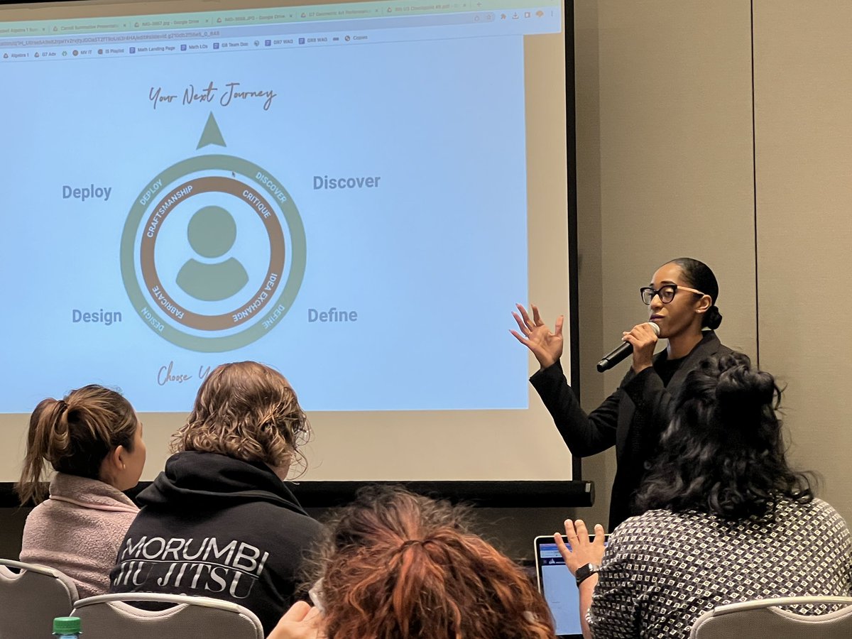 romathio's tweet photo. @misshobson_ is rocking her session at #CPMTC2023 - I got a little giddy when she got to the HMW slide! #mvlearns @TheMVSchool https://t.co/MtJZEbZvz5
