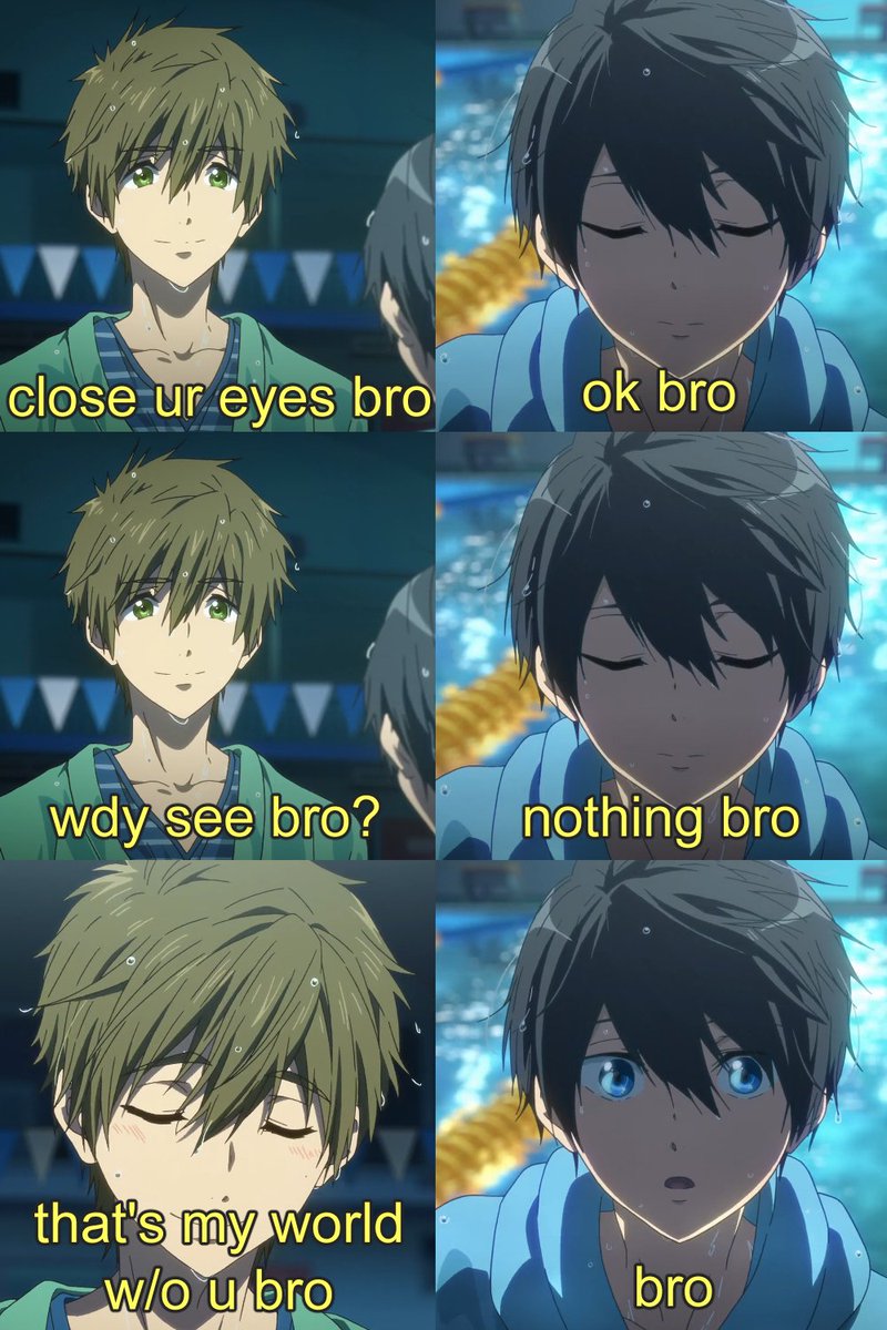 CabbageKingGG's tweet photo. did i just carbondate myself?
probably, but do i care?
no,,, no i do not
just a couple homies being bros :)
#BroMemes #MakoHaru #FreeStartingDays https://t.co/dIaNsWdwQt