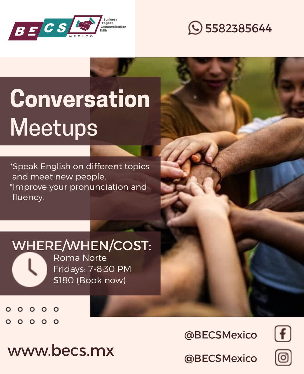 BecsMexico's tweet photo. The best #ConversationClub in Mexico City.
#InglésDeProfesionalesParaProfesionales https://t.co/QfAPOLznmp
