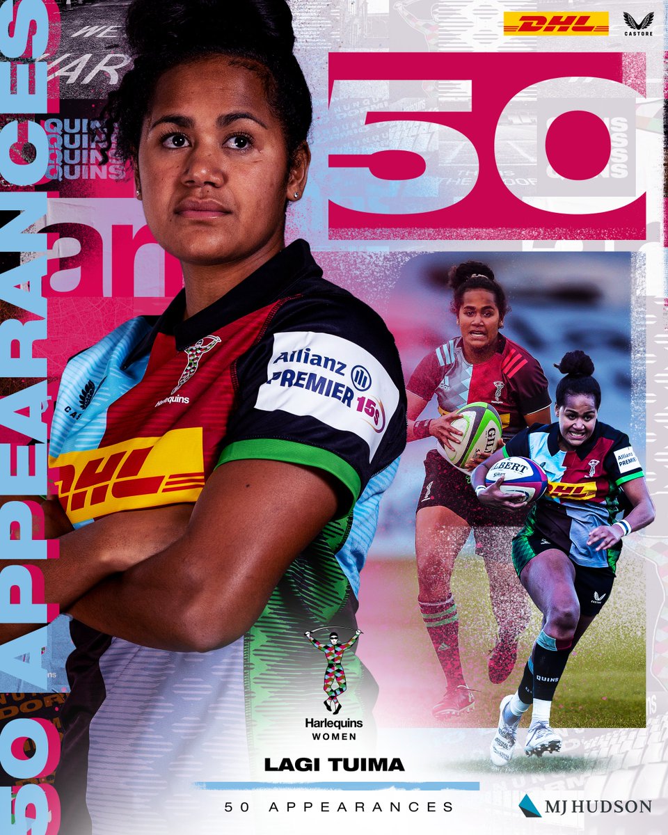 HarlequinsWomen's tweet photo. 5️⃣0️⃣ Congratulations to @LagiTuima on making her 50th appearance for the Club today! 👏

🙌 What a way to mark the milestone with a bonus point win on the road 😍

#COYQ @mjhudsoncorp https://t.co/qWdlYNorCx