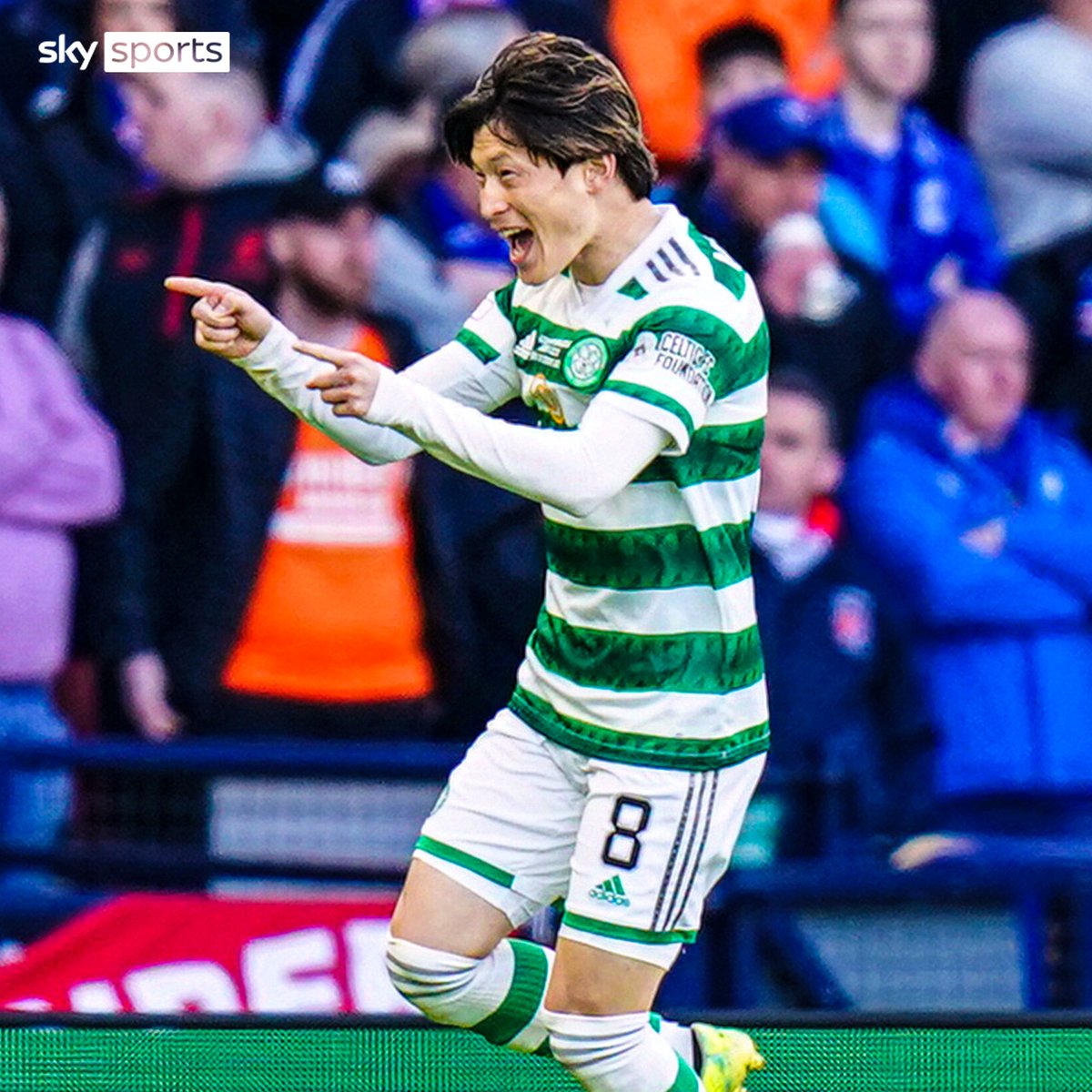 ScotlandSky's tweet photo. FULL-TIME! Kyogo Furuhashi's double WINS the League Cup for Celtic! 🏆 https://t.co/GGaIEkKtMT