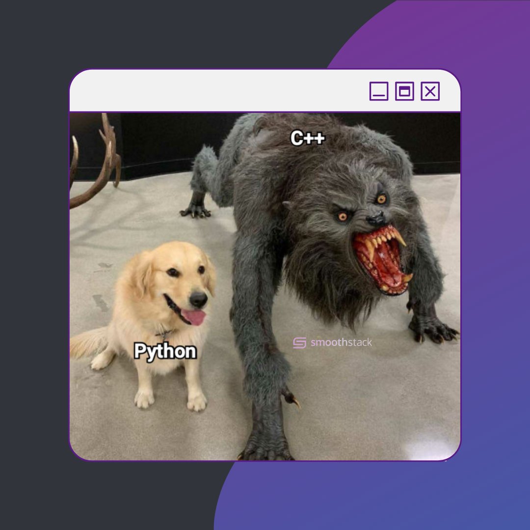 Smoothstack's tweet photo. Do you code in Python or C++ ?

#codinglife #codingmemes #smoothstack #codeforexcellence #wearesmoothstack #codingchallenge https://t.co/0GB6RnTAmz
