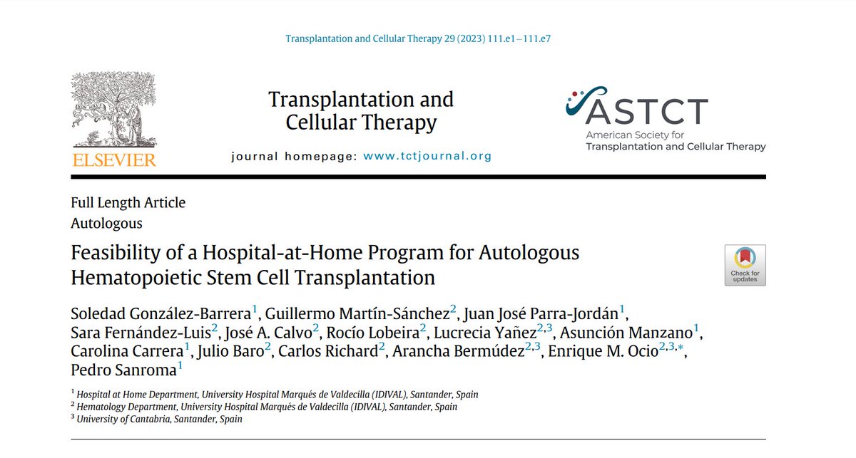 This article found that Hospital-at-Home programs is a feasible strategy after autologous stem cell transplantation: ow.ly/smIN50N2MVR #stemcell #autoSCT #HospitalatHome