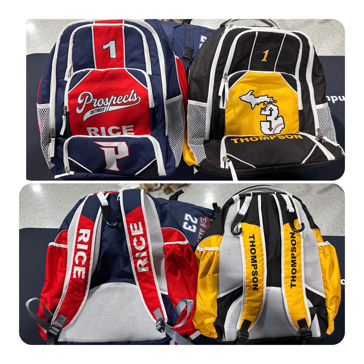 Custom bags done by the best! Detroit Prospects & 3UP3DOWN 🔥 #PoweredByG #WelcomeToTheShow #WinnersCircle #LookGoodPlayGood #GameReady #CustomBags #CustomEmbroidery #QualityGear #WeDoThingsDifferently #WeGotGame #GameApparel #GBRAND