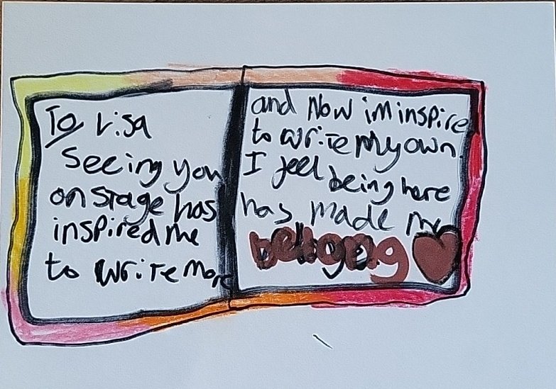On Fri an incredible YP, 13 year old Millie, took to the stage with <a href="/semhheadox/">Michelle Johnson</a> She was amazing &amp; received a standing ovation. She made me this beautiful card. I'm sharing it because she encapsulates th point. That our YP need to see themselves in others to see what's possible ❤️